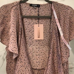 Ruffle front wrap midi tea dress (polka dots)